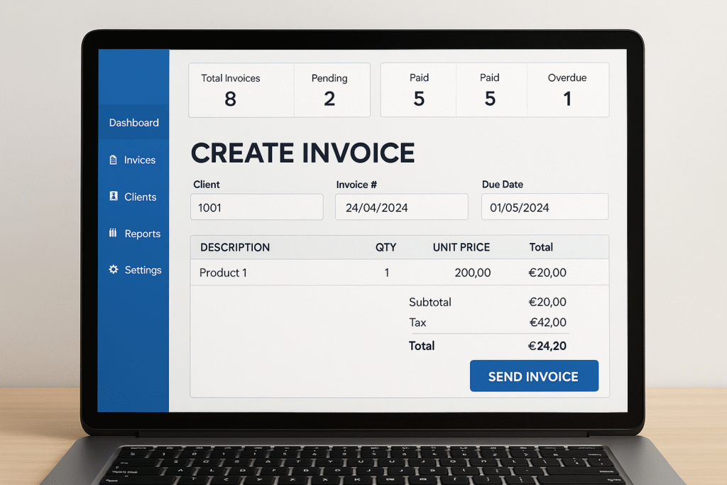 Interface d’un logiciel de facturation simple et intuitif